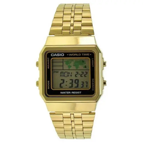CASIO WATCH WORLD TIME ALARM MAP DISPLAY A500WGA-1D -