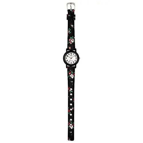 Casio Women’s Leather/Fabric Black Floral Analog Watch