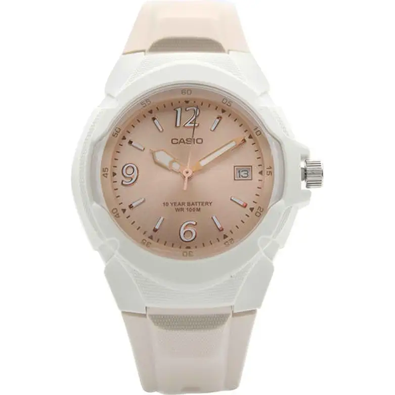 Casio Women’s Quartz 100m Stainless Steel/Cream Resin Watch