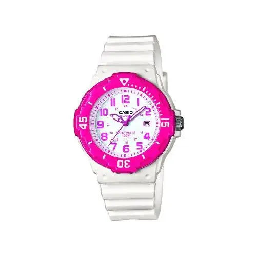 Casio Women’s White Dial Fuchsia White Date 100M Resin Sport
