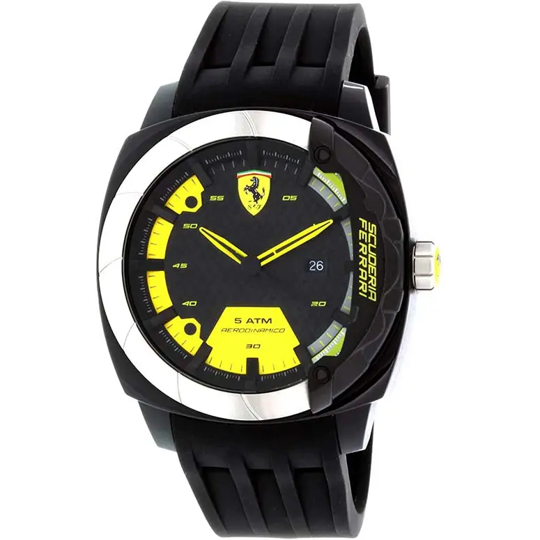 Ferrari Scuderia Men’s Aerodinamico Quartz Black Silicone
