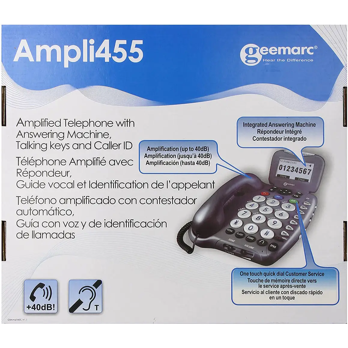 Geemarc Telephone with Amplified Answering Machine (Blue