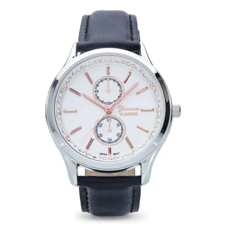 Geneva Platinum Women’s Quartz Stainless Steel/Black Faux