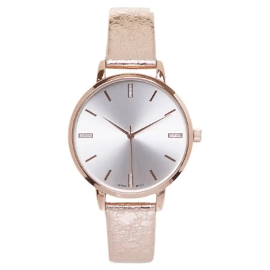 Geneva Platinum Women’s Quartz Stainless Steel/Faux Leather