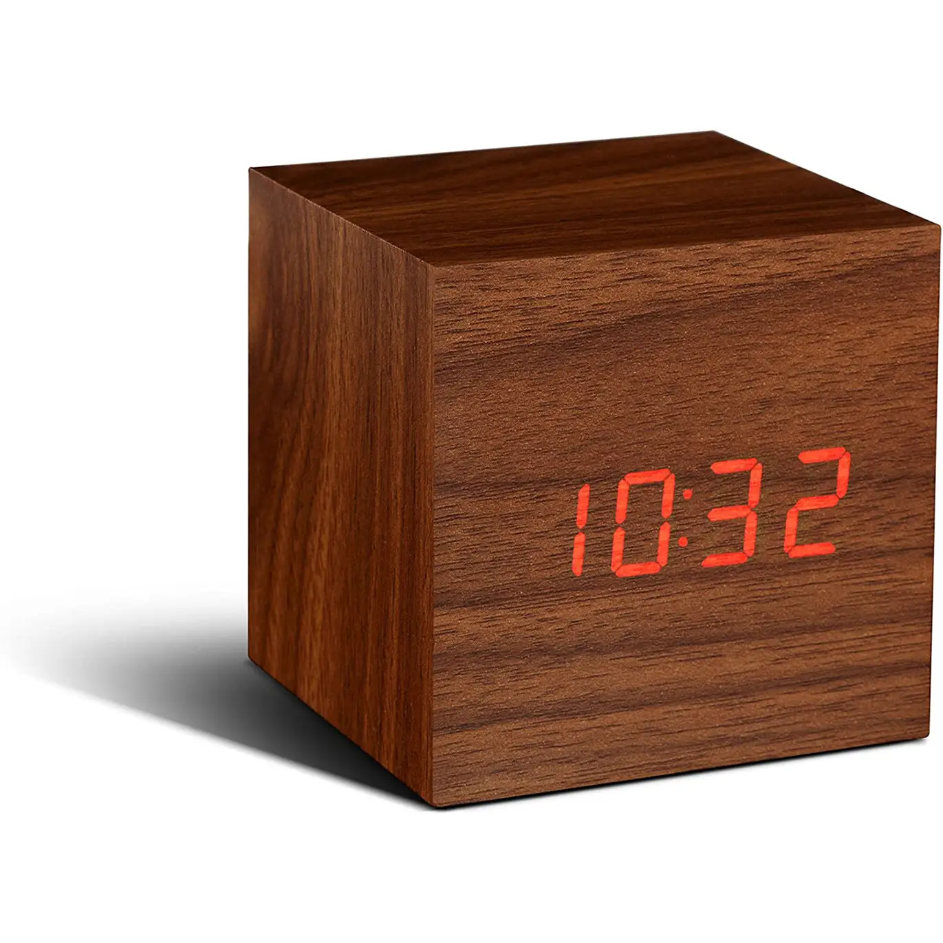 Gingko Cube Click Clock 2.5 x 2.5 Red LED Alarm Clock