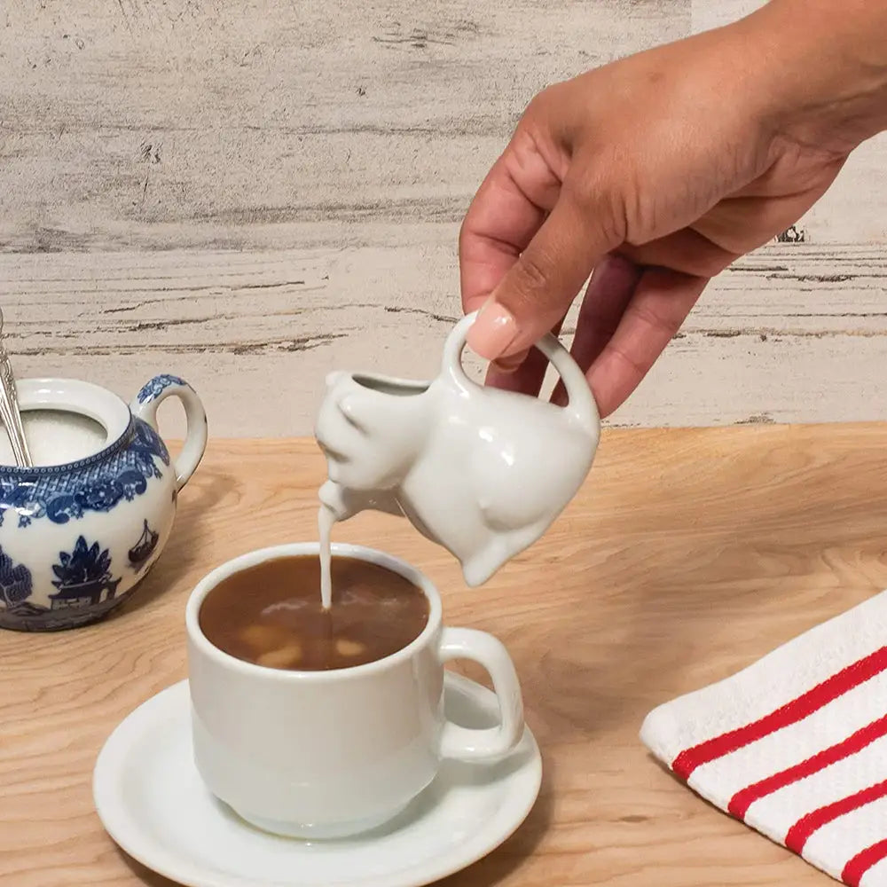 HIC Kitchen Fine Porcelain Mini Cat Creamer 2oz (White)