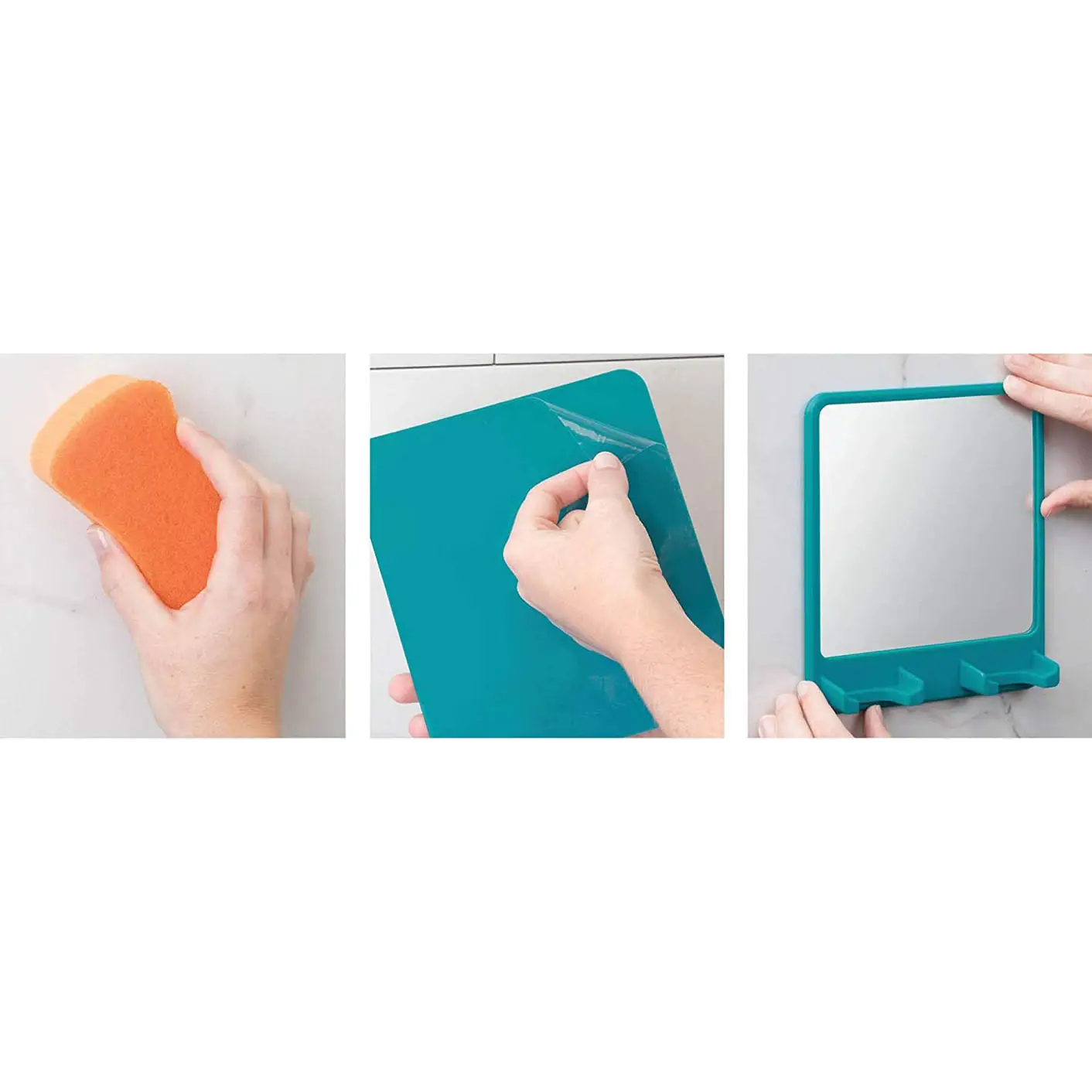 iDesign Power Cling Wall Mount Rectangular Silicone Mirror