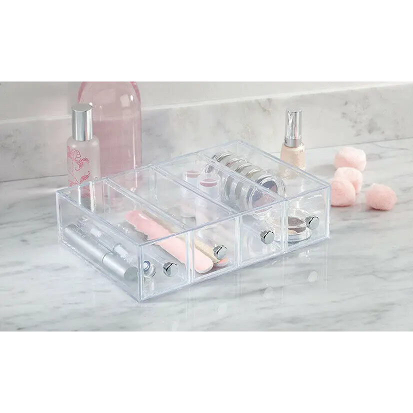 InterDesign 4 Drawers Plastic Vanity Narrow Cosmetics
