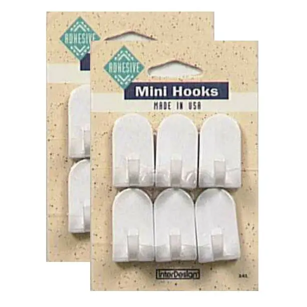 InterDesign Self Adhesive Plastic Hooks Pack of 2 (White) -