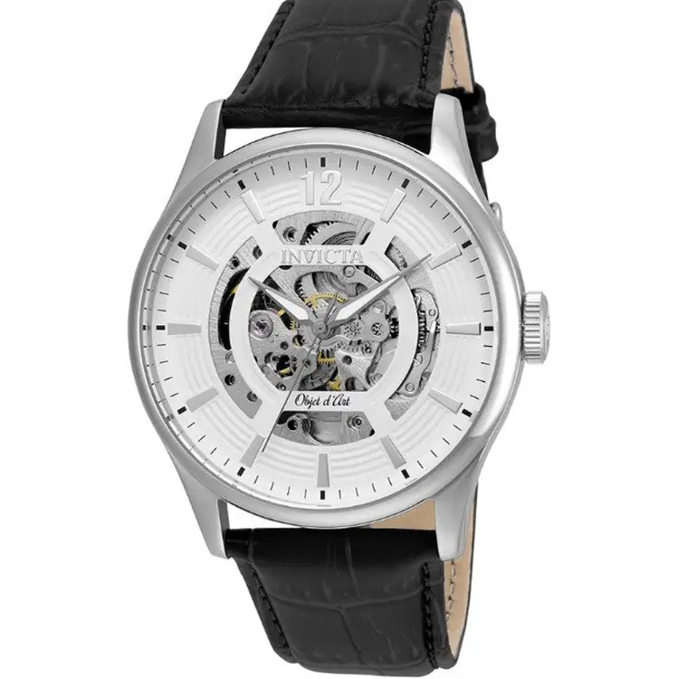 Invicta Men’s Objet D’Art Automatic Black Leather Watch