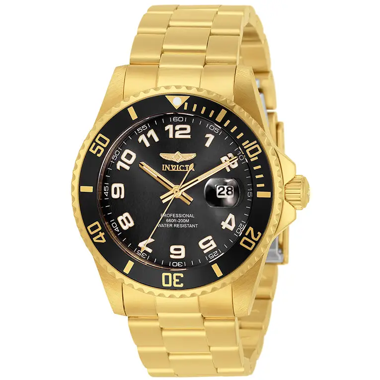 Invicta Men’s Pro Diver Quartz Black Dial Gold Tone
