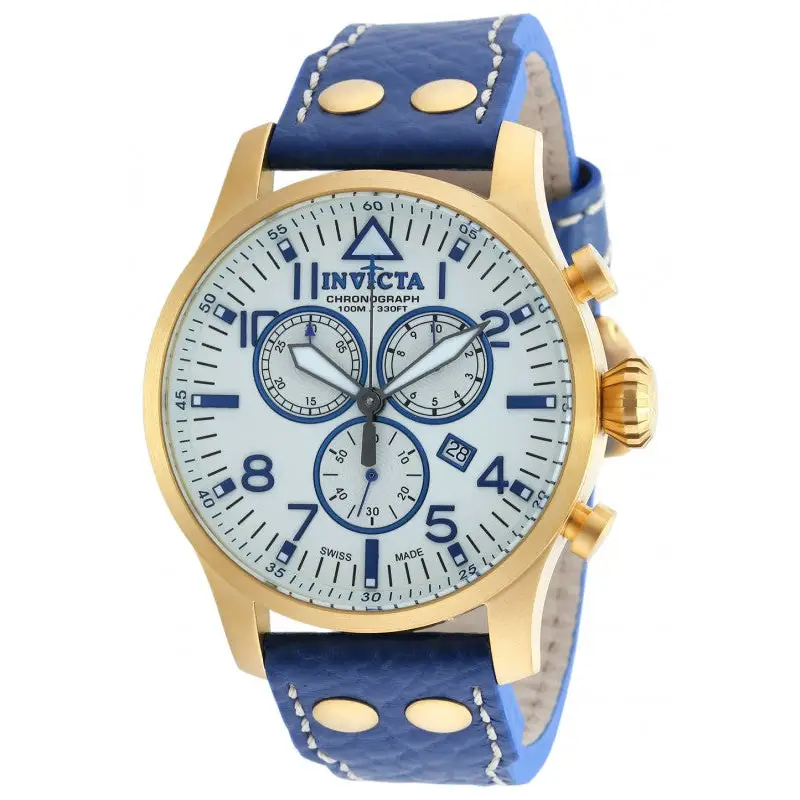 Invicta Men’s Reserve Chronograph Gold Plated Case Blue