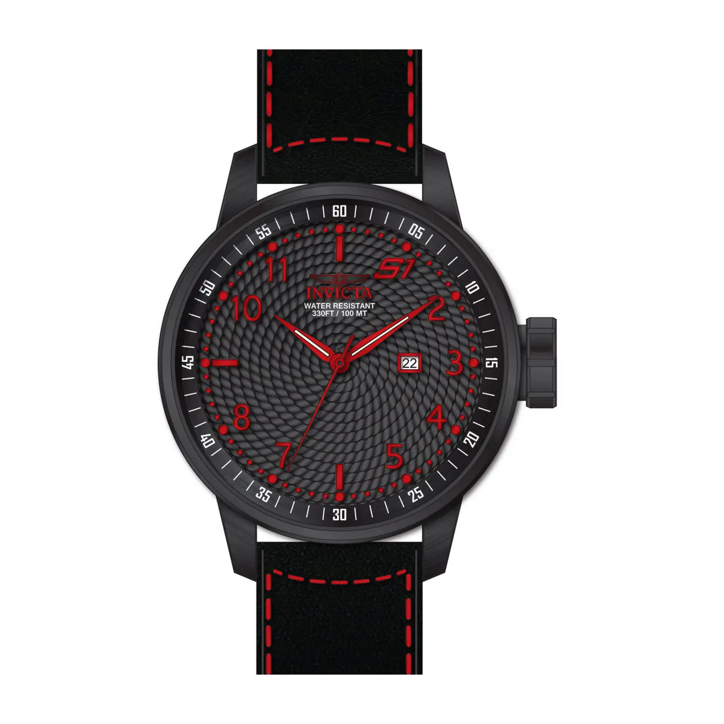 Invicta Men’s S1 100m Rally Black Dial Red Accents Black