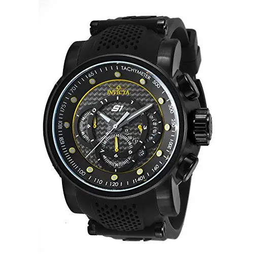 Invicta Men’s S1 Rally Chronograph Black Dial Yellow Accent