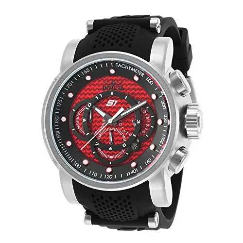 Invicta Men’s S1 Rally Chronograph Red Dial Black Silicone
