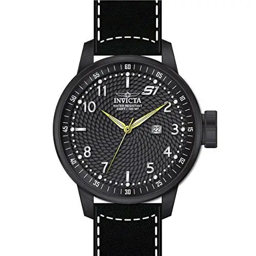 Invicta Men’s S1 Rally Quartz 100m Black Dial Black Leather