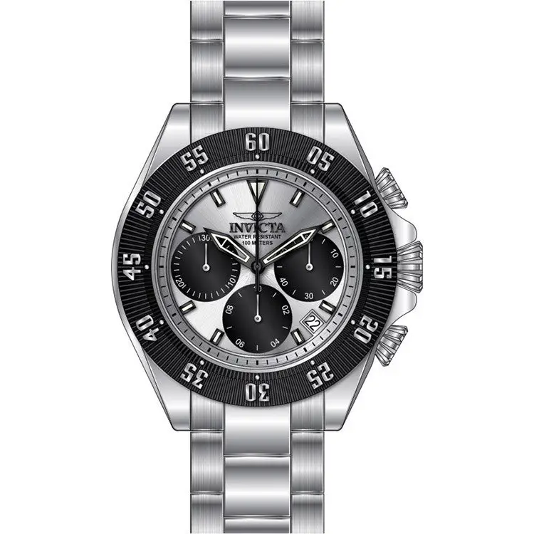 Invicta Men’s Speedway Quartz Chronograph Black Silver Dial