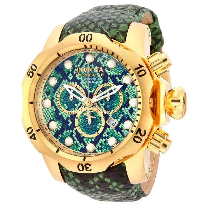 Invicta Men’s Venom Chronograph Green Snake Pattern Leather