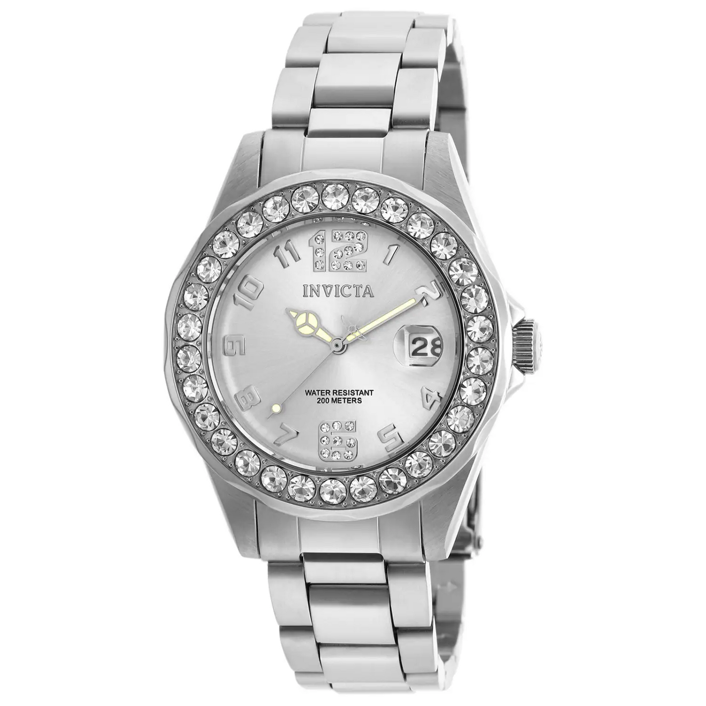 Invicta Women’s 21396 Pro Diver Quartz 3 Hand Silver Dial