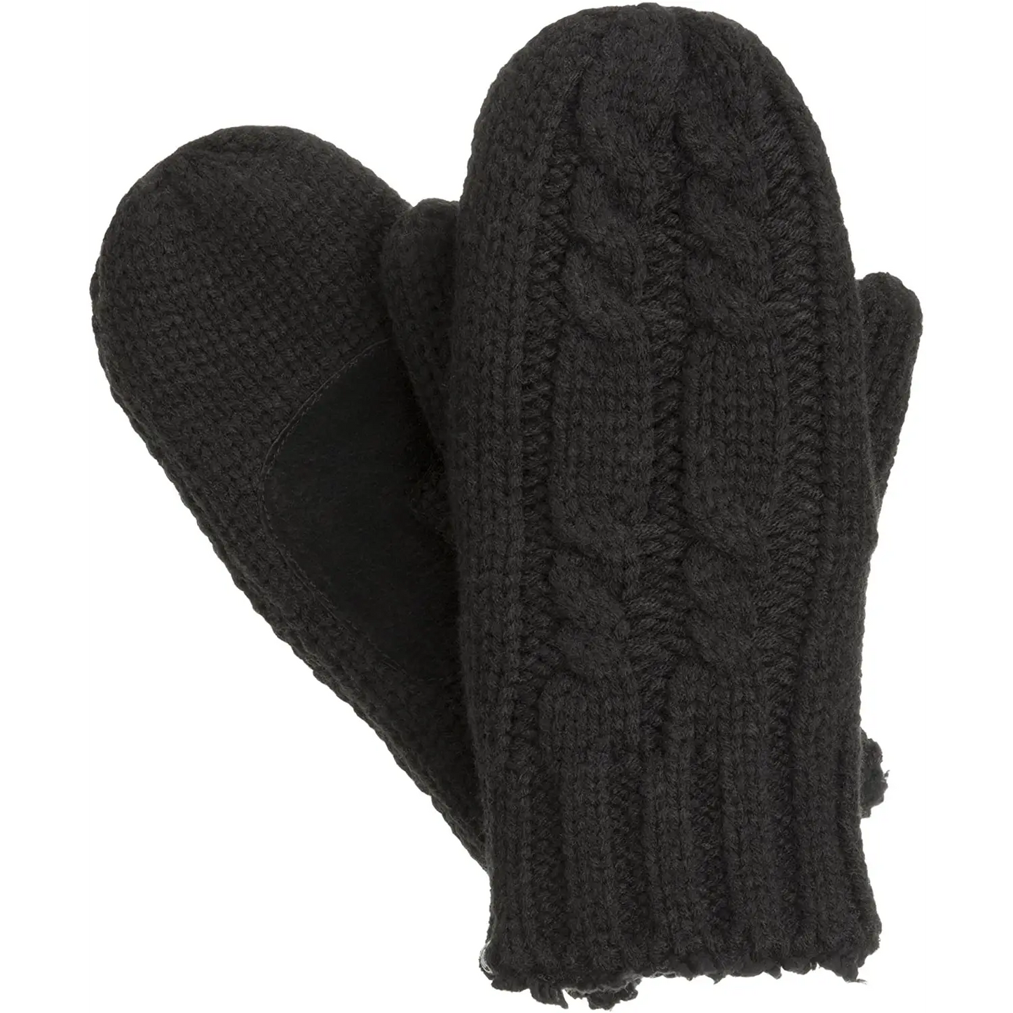 Isotoner Women’s Chunky Cable Knit Mittens (Black) 30010 -