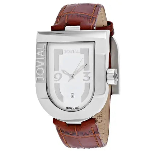 Jovial Men’s Classic Quartz Stainless Steel/Brown Leather