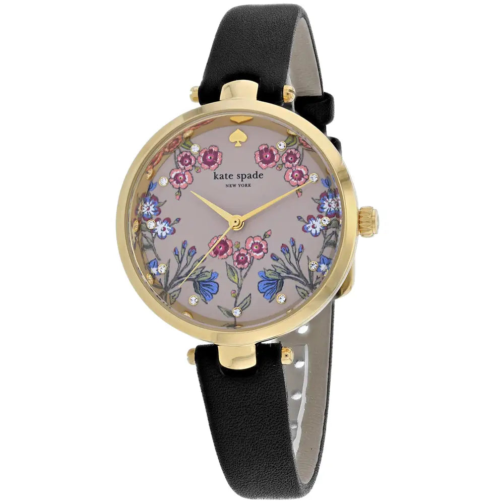 Kate Spade Women’s Holland Stainless Steel Black Leather