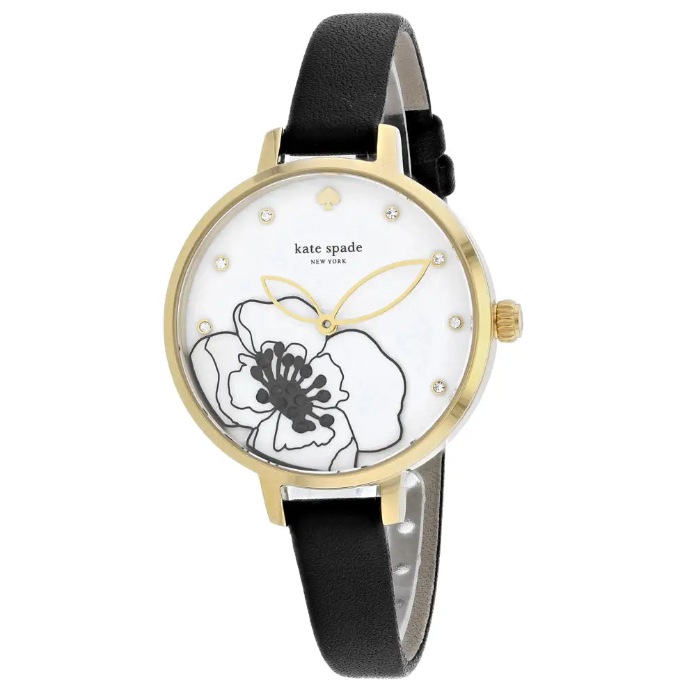 Kate Spade Women’s Metro Stainless Steel Black Leather Watch