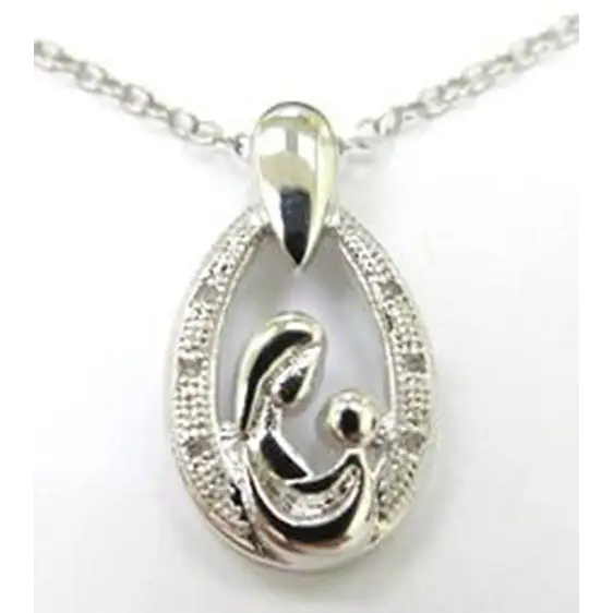 Mom and Baby Oval Pendant Necklace - Misc