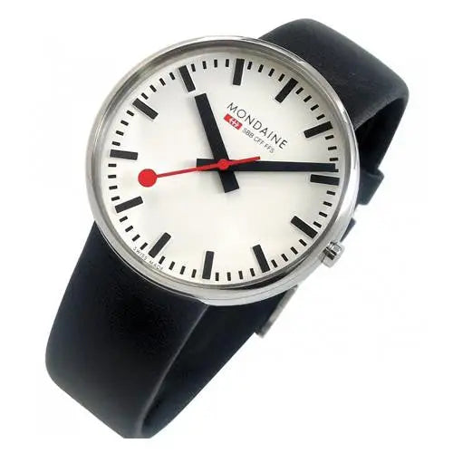 Mondaine Men’s Analog Quartz Stainless Steel Black Leather