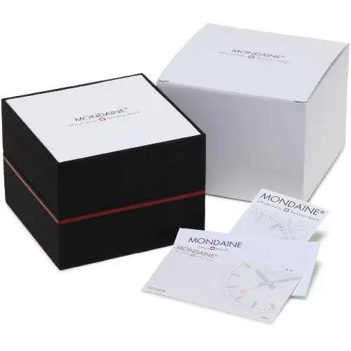 Mondaine Men’s Evo Alarm Analog Black Leather Watch