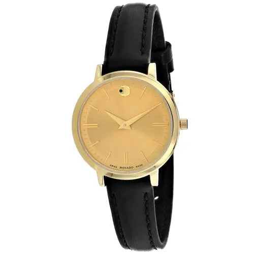 Movado Women’s Ultra slim Stainless Steel Leather WWatch