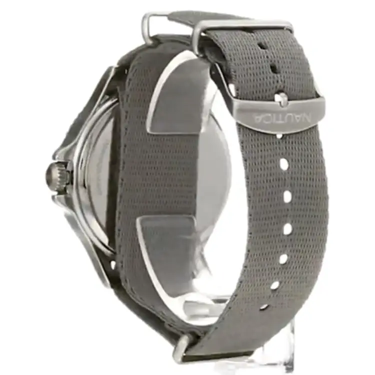 Nautica Men’s N83 Accra Beach Silver Tone Brass/Grey Fabric