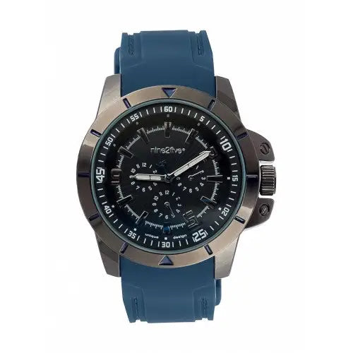Nine2Five Men’s Chrono Quartz Stainless Steel Blue Silicone