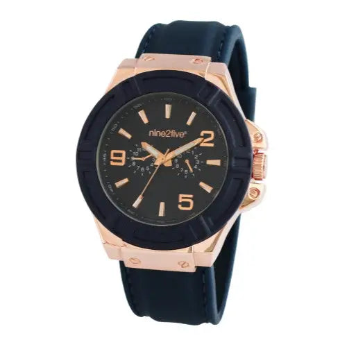 Nine2Five Men’s Chronograph Quartz Alloy Case Blue Silicone