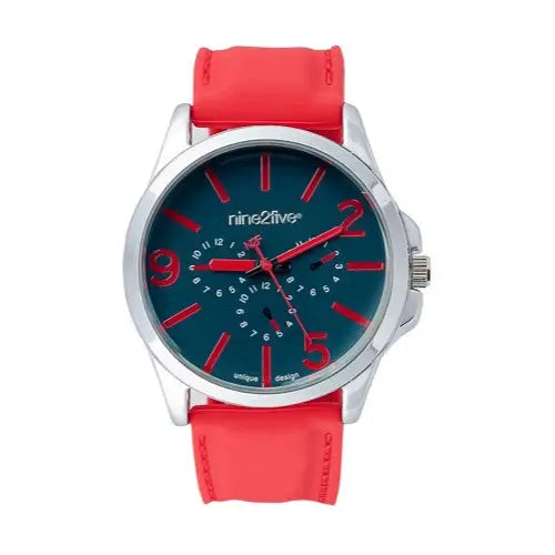 Nine2Five Men’s Fearless Chronograph Alloy Case Red Silicone