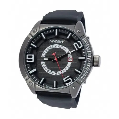 Nine2Five Men’s Preciseness Analog Quartz Black Silicone