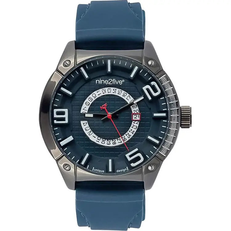 Nine2Five Men’s Preciseness Analog Quartz Blue Silicone