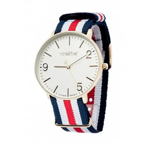 Nine2Five Men’s Regatta Analog Quartz Blue White Red Nylon