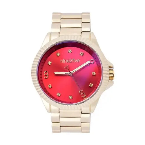 Nine2Five Women Litmus Analog Quartz Gold Tone Stainless