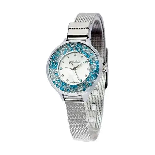Nine2Five Women’s Sparkling Crystal Quartz Stainless Steel