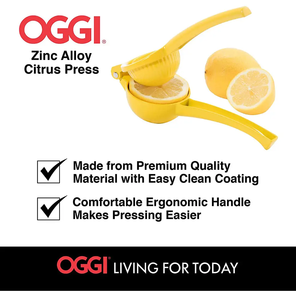 Oggi Aluminum Manual Lemon Citrus Squeezer/Juicer (Yellow)