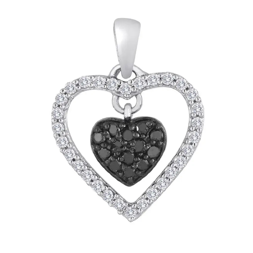 One Of A Kind Floating Crystal Accented Heart Ruby Pendant