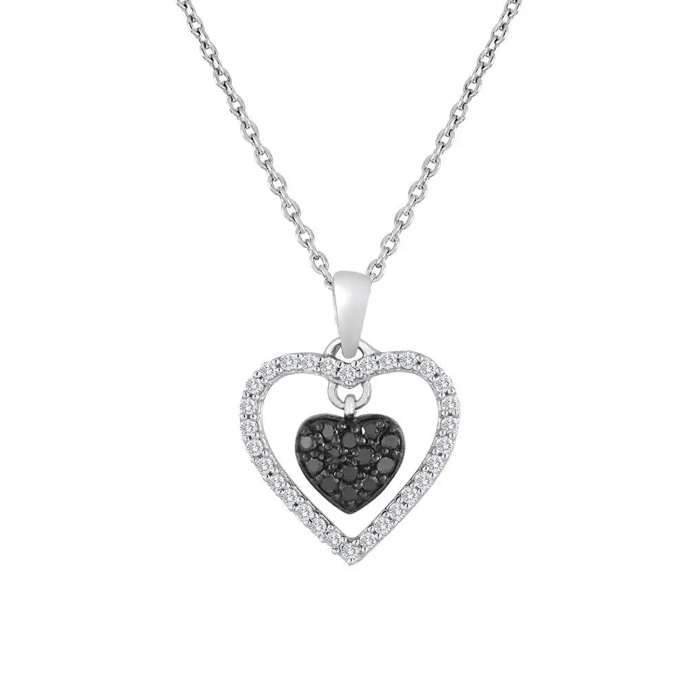 One Of A Kind Floating Crystal Accented Heart Ruby Pendant