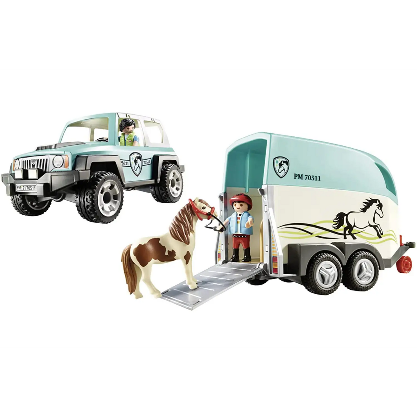 Playmobil Car with Pony Trailer 70511 (for Kids 4 to 10