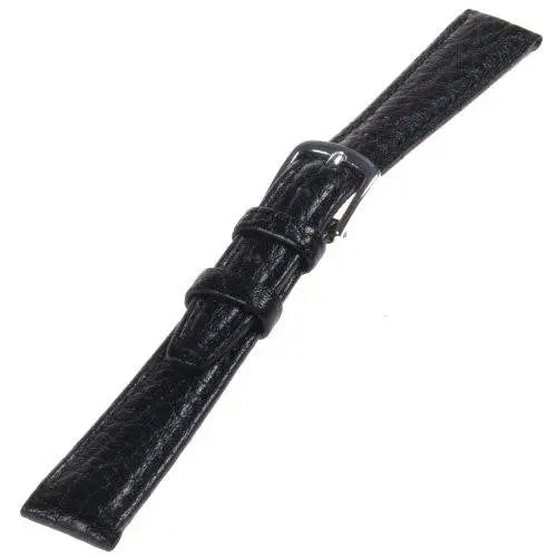 Republic Womens Pebbled Leather Watch Strap Black Size 14 MM