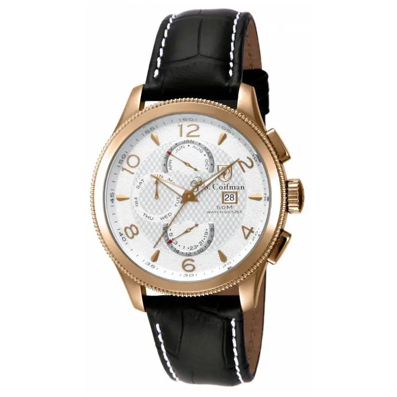 S. Coifman Chronograph Quartz Rose Gold Plated Case Black