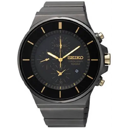 Seiko Men’s Chronograph Gold Tone Black Stainless Steel