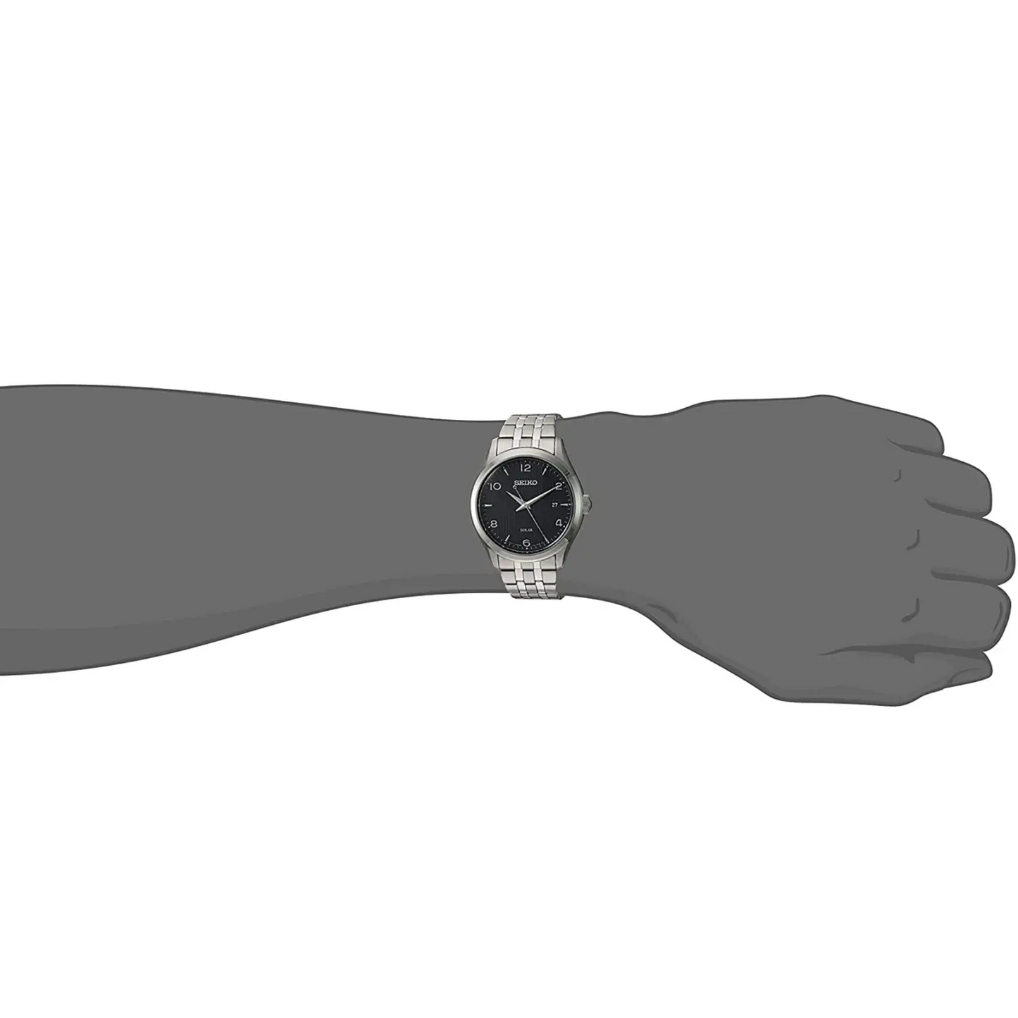 Seiko Men’s Essentials Solar 100m Black Dial Stainless Steel