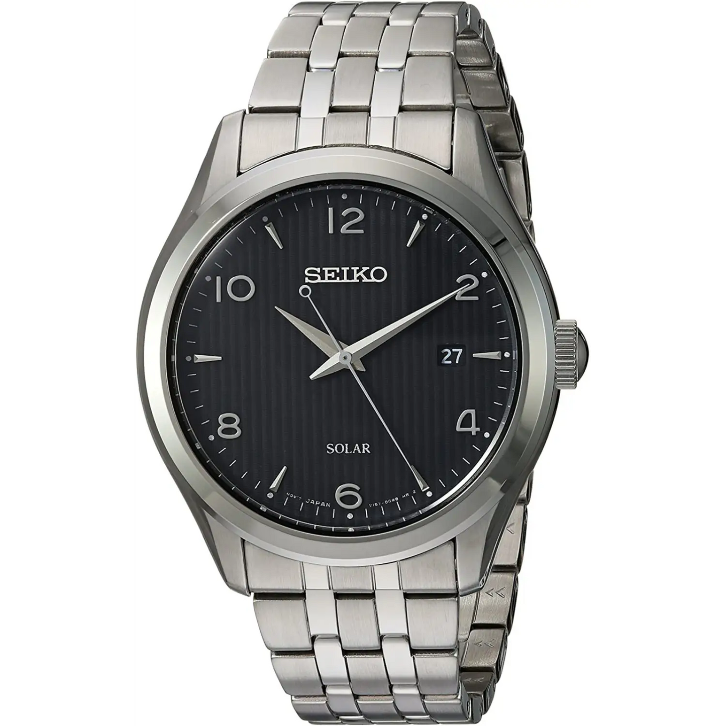 Seiko Men’s Essentials Solar 100m Black Dial Stainless Steel