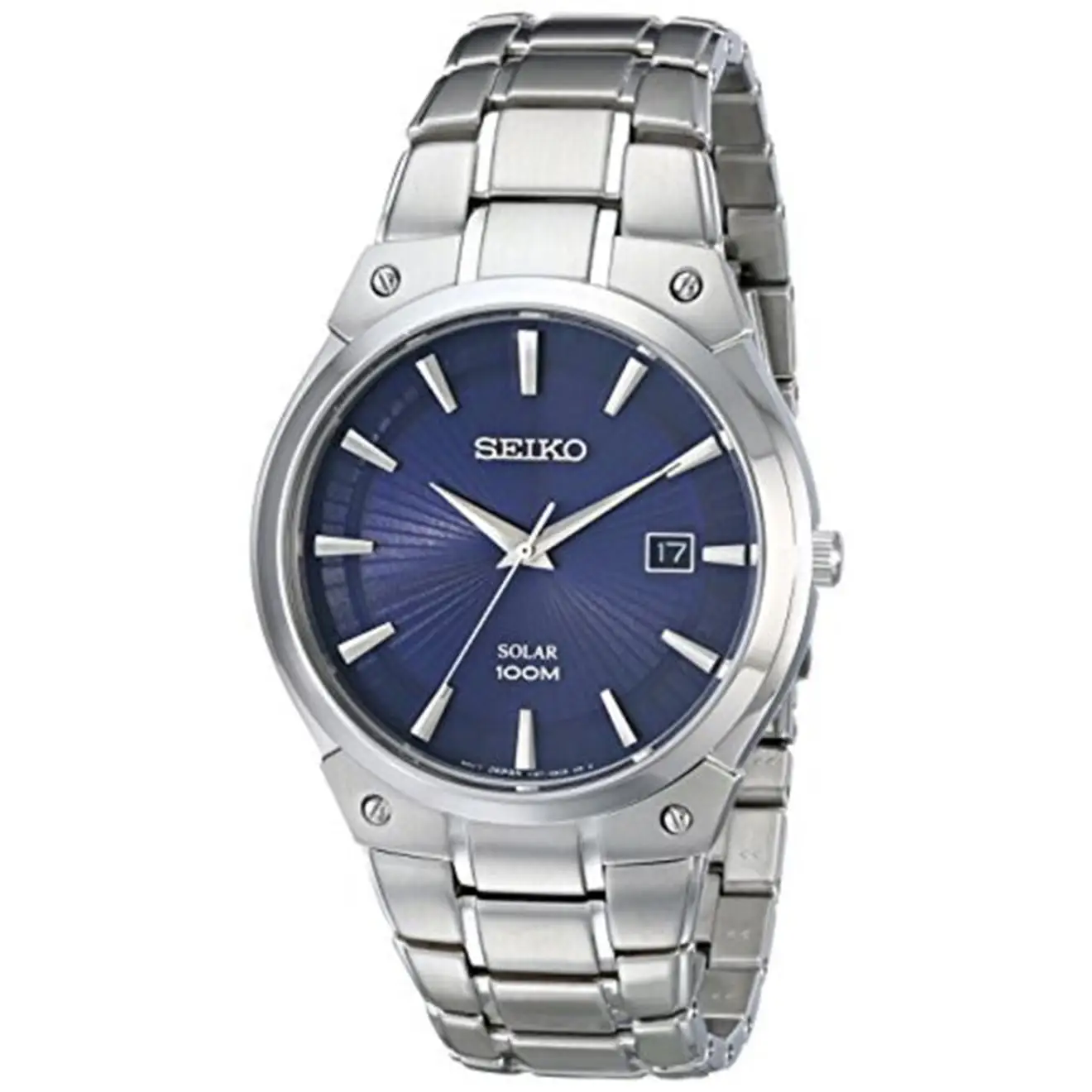 Seiko Men’s Essentials Solar 100m Blue Dial Stainless Steel